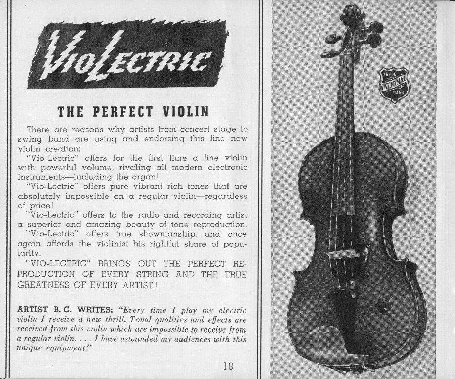 National 1940 catalogue electric violin