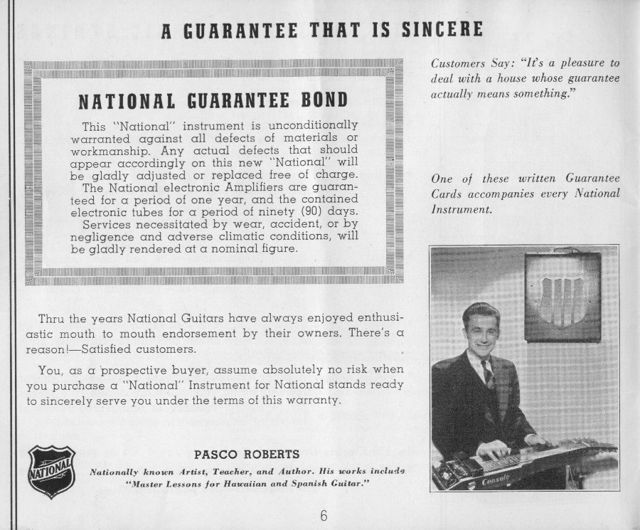 National 1940 catalogue guarantee