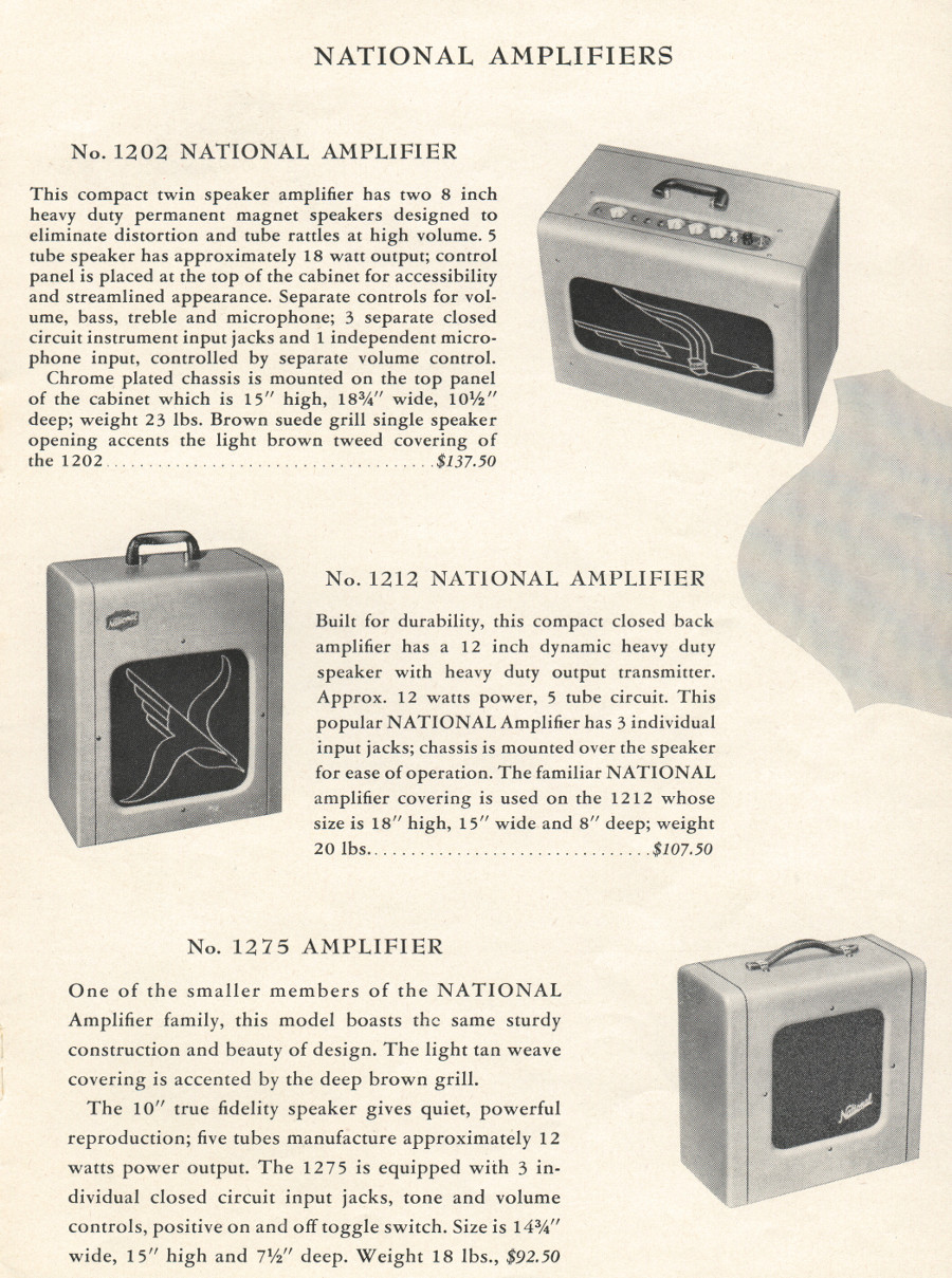 1951 catalogue amps with bird fronts page